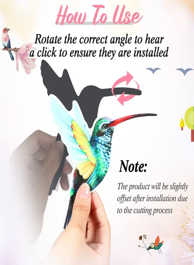 Eaasty 12 Pcs Hummingbird Screen Door Magnets Hummingbird Saver Magnets Flexible Magnetic Decals Decorative Double Sided Magnetic Screen Stickers for Window Patio Sliding Doors Protector - Image 2